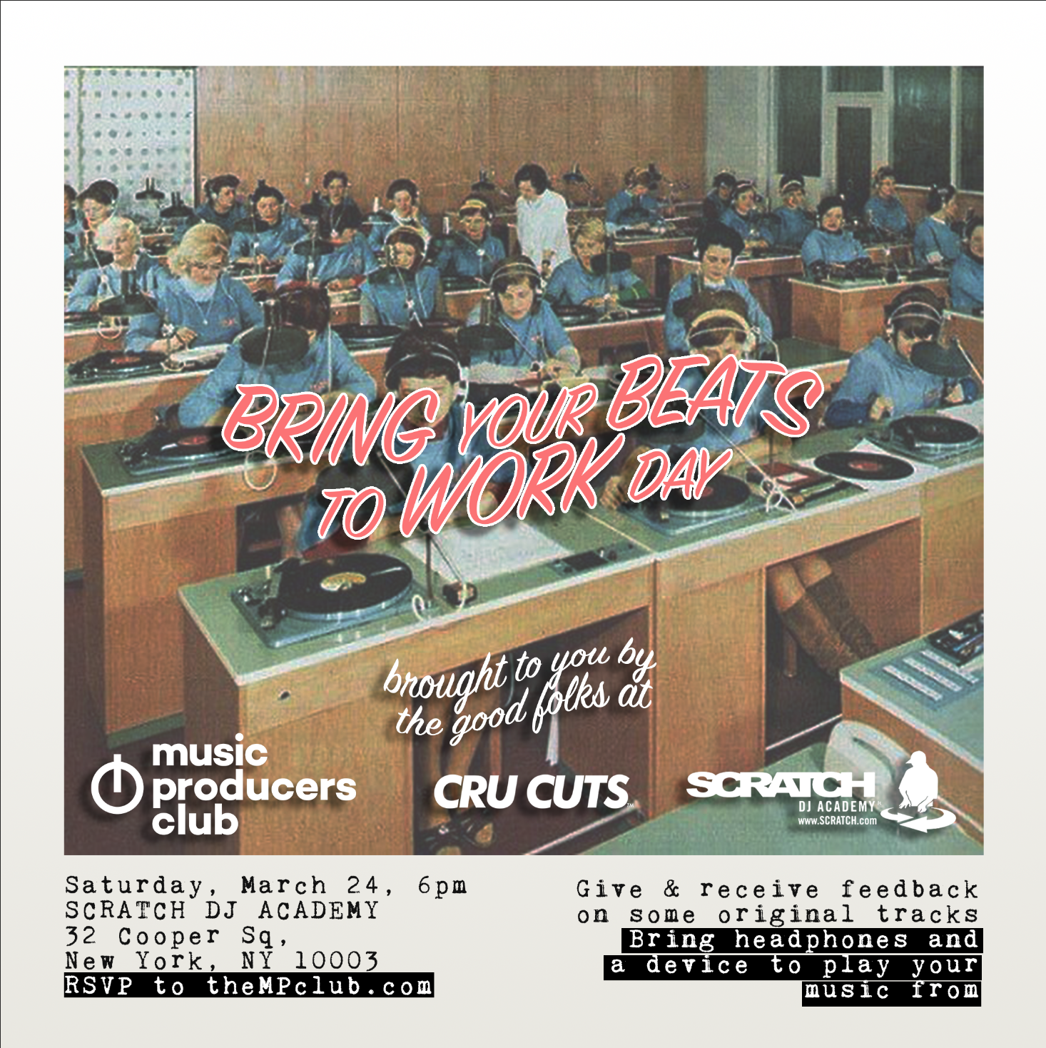 NYC Event Alert: Music Producers Club ‘Bring Your Beats to Work Day’ – Sat. 3/24