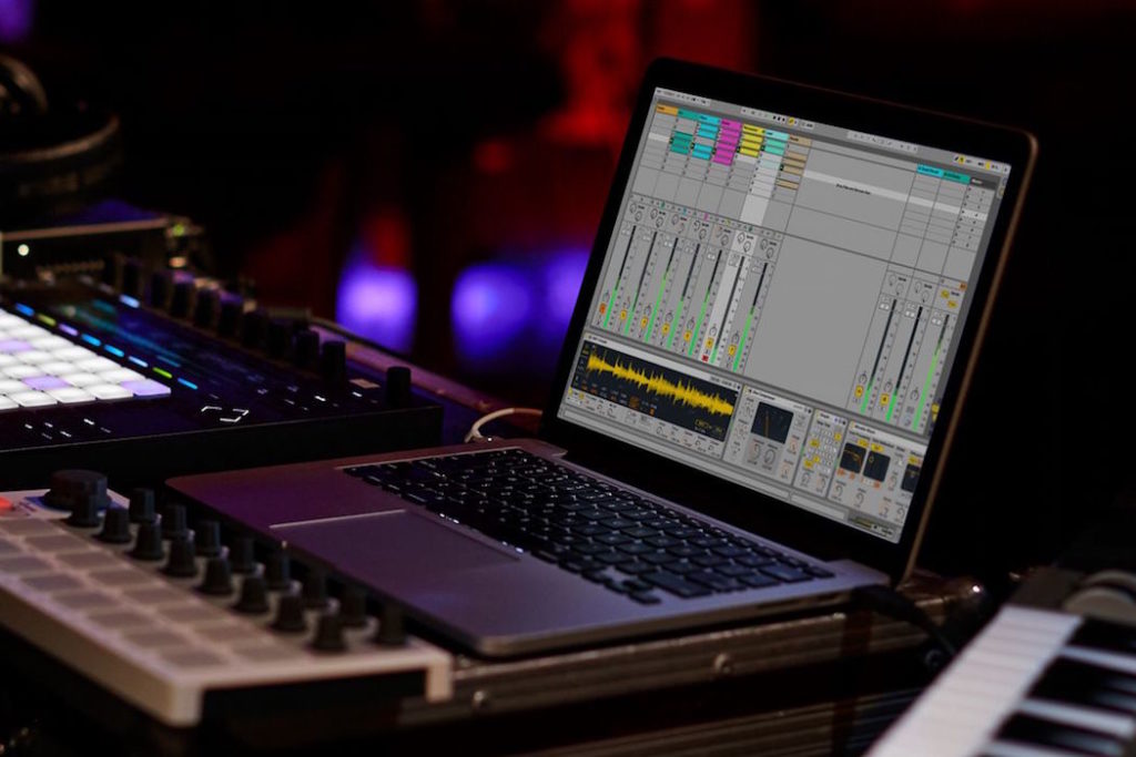Photo of a laptop with Ableton Live on it.
