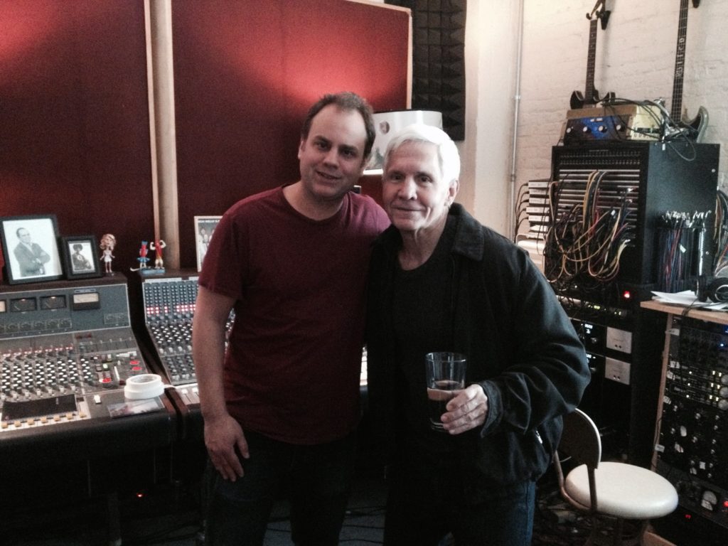 Photo of Tom Schick and his father spending quality time in Wilco's Chicago recording studio, The Loft.