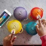 A picture of Sphero Specdrums: App connected rings that turn colors into music.