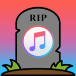 A picture of a tombstone with the iTunes logo on it.